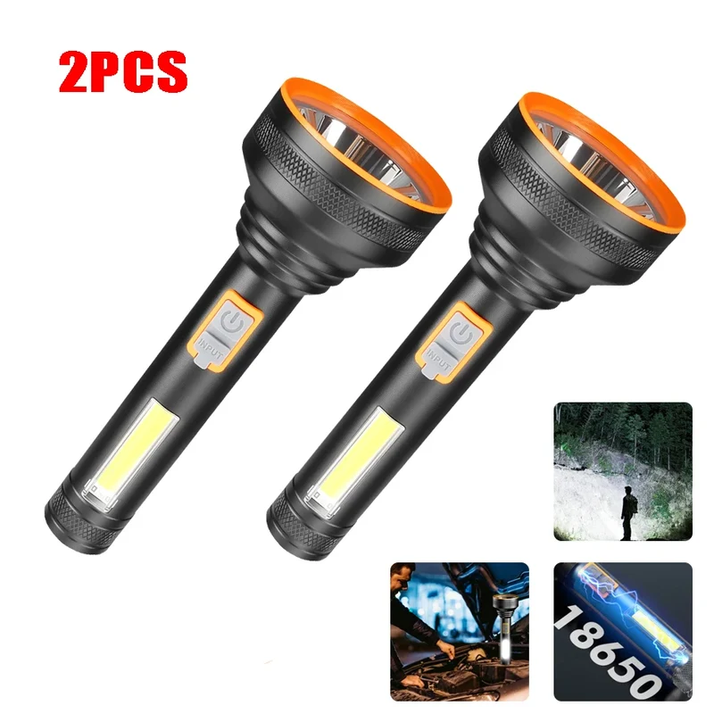 Krachtige LED Zaklamp 3800 Lumen - COB Zijlamp, UV & Magneet