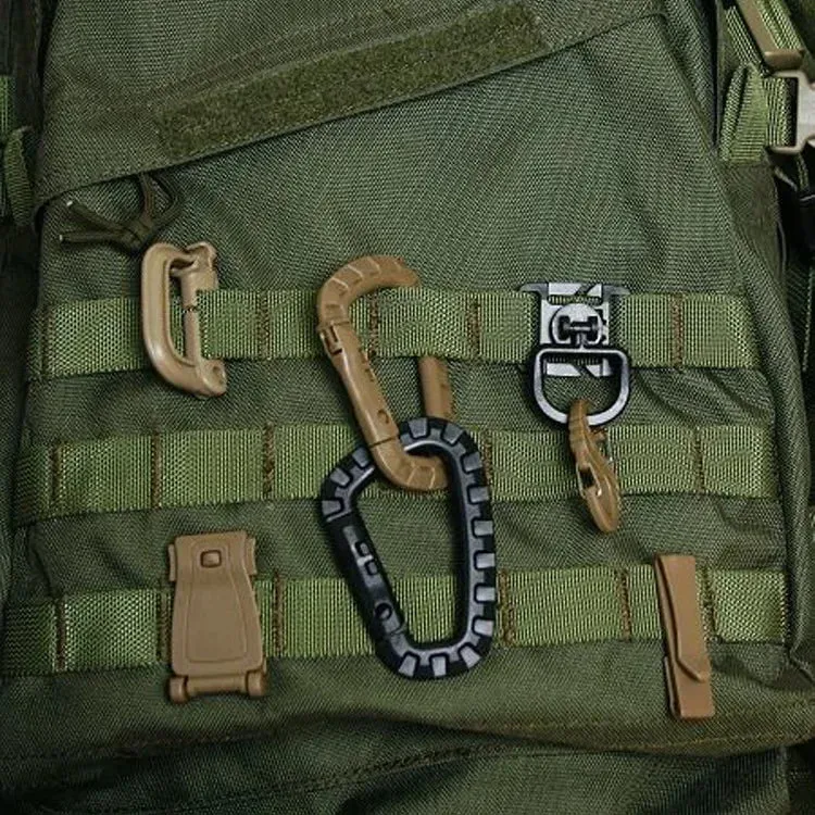 Tactical D-Ring Grimlock Carabiner Clip – MOLLE Bevestiging voor Rugzak, Vest of Survival Gear