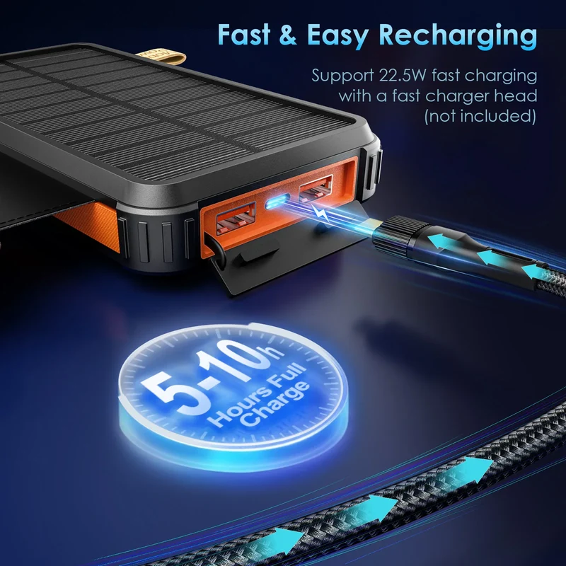 Solar Powerbank 32.000 mAh 22,5W met draadloos opladen