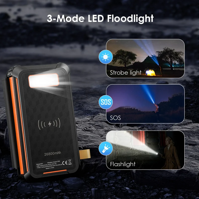 Solar Powerbank 32.000 mAh 22,5W met draadloos opladen