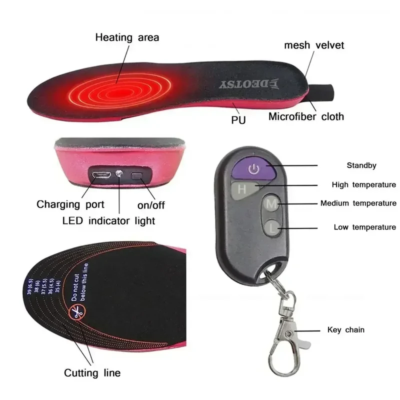 Heated Insoles | Verwarmde inlegzolen met afstandsbediening | USB-oplaadbaar