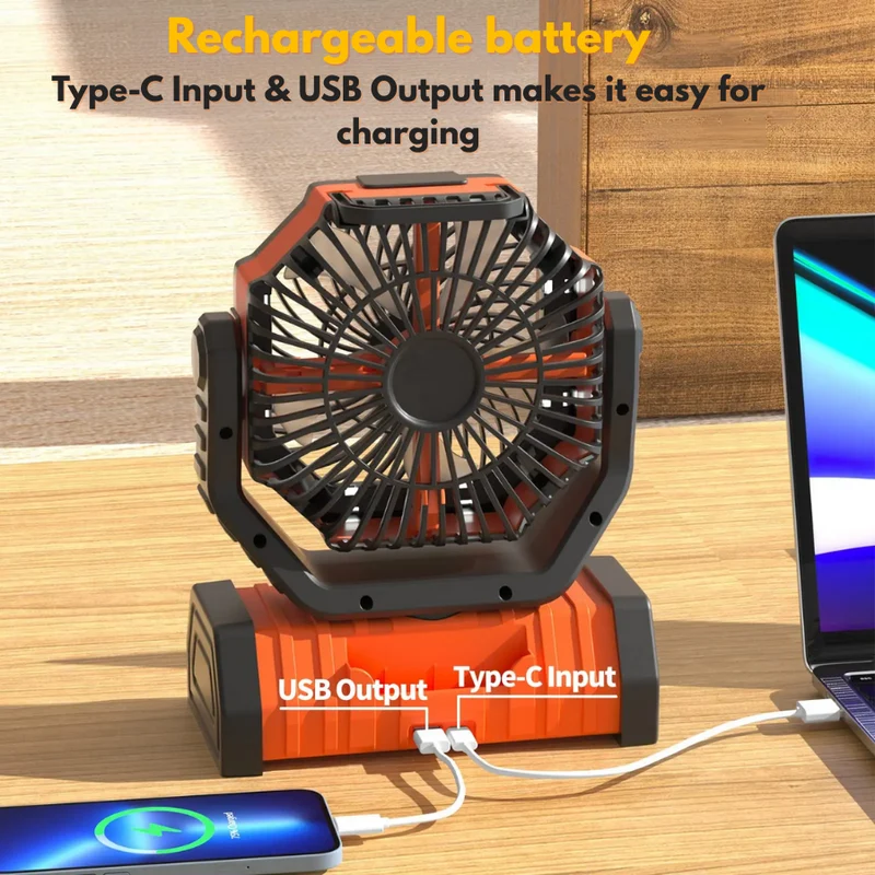 Campingventilator 20.000 mAh met USB-C en powerbank