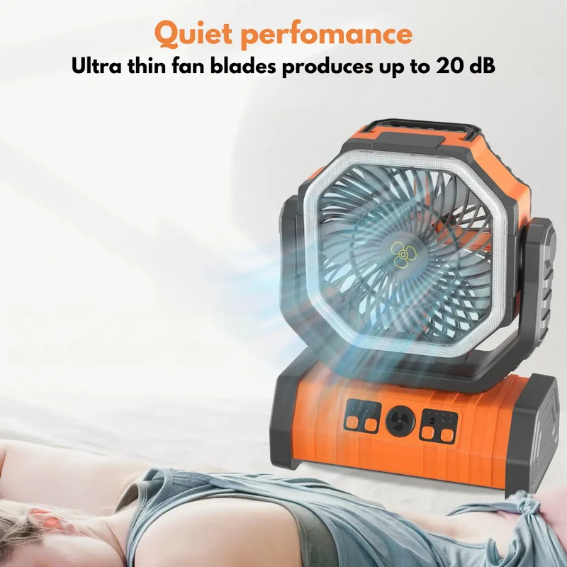 Campingventilator 20.000 mAh met USB-C en powerbank