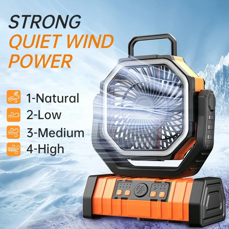 Campingventilator 20.000 mAh met USB-C en powerbank