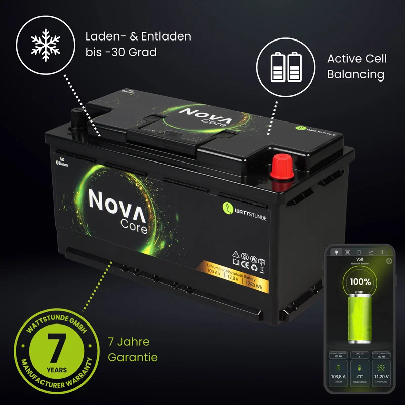 WATTSTUNDE® NOVA Core 100 Ah Batterie LiFePO4