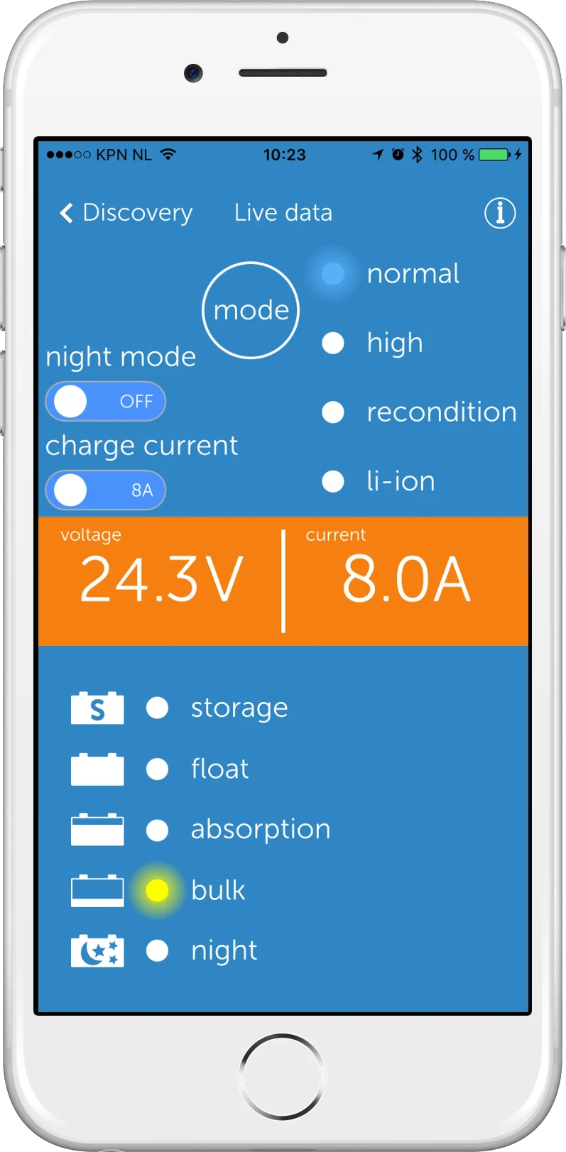Victron Blue Smart IP22 Batterieladegerät Bluetooth 24/8 1 Ausgang