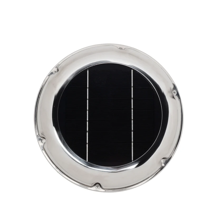 WATTSTUNDE® AERO Solarlüfter mit Akku rund, chrom