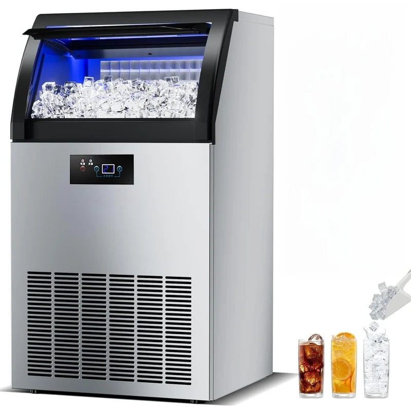 ZHIMAI kg/24 Eiswürfelmaschinen, 350 W, 60 kg, für das Büro, Silber/Schwarz