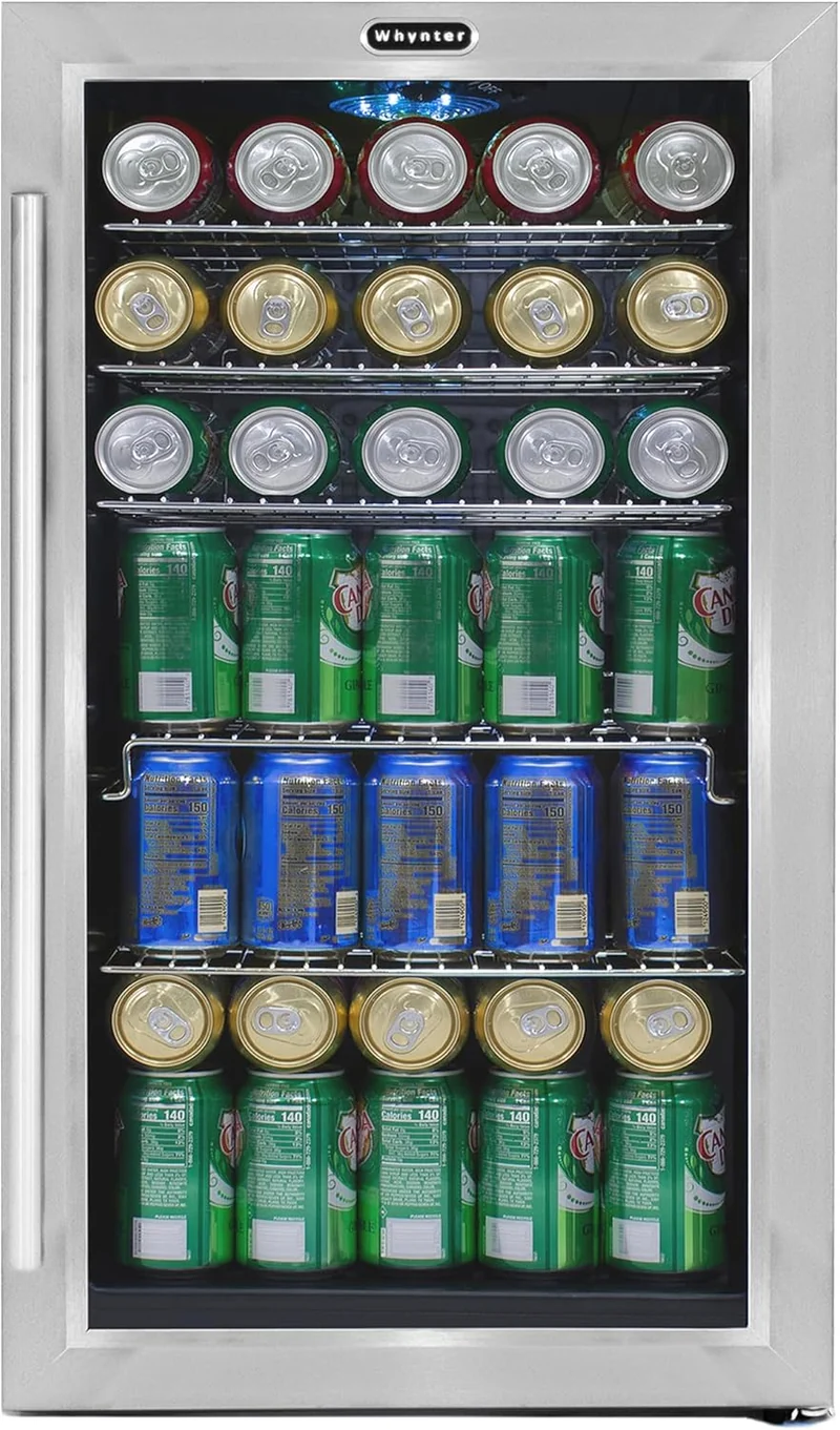 Mini-Kühlschrank BR-130SB, verstellbar, aus Edelstahl und Stahl, Silber/Schwarz, Whynter