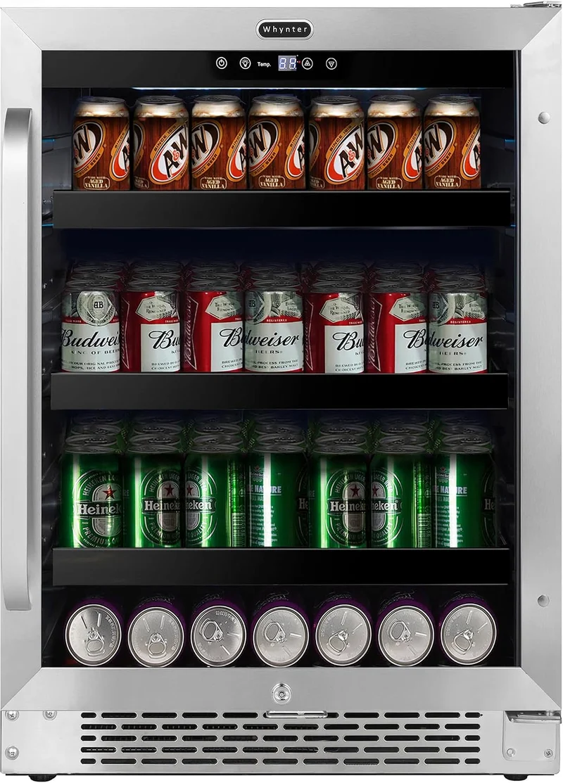 Getränkekühlschrank BBR-148SB, mit LED, aus Edelstahl und Stahl, Silber/Schwarz, Whynter
