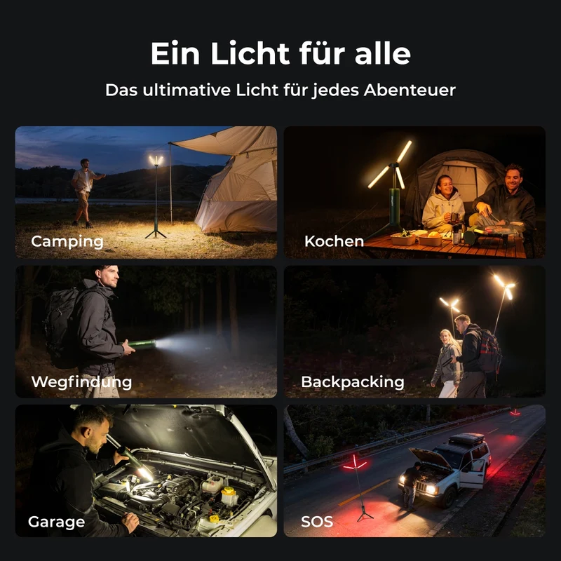 BougeRV Neue T1 tragbare teleskopische Campinglampe (Grün)