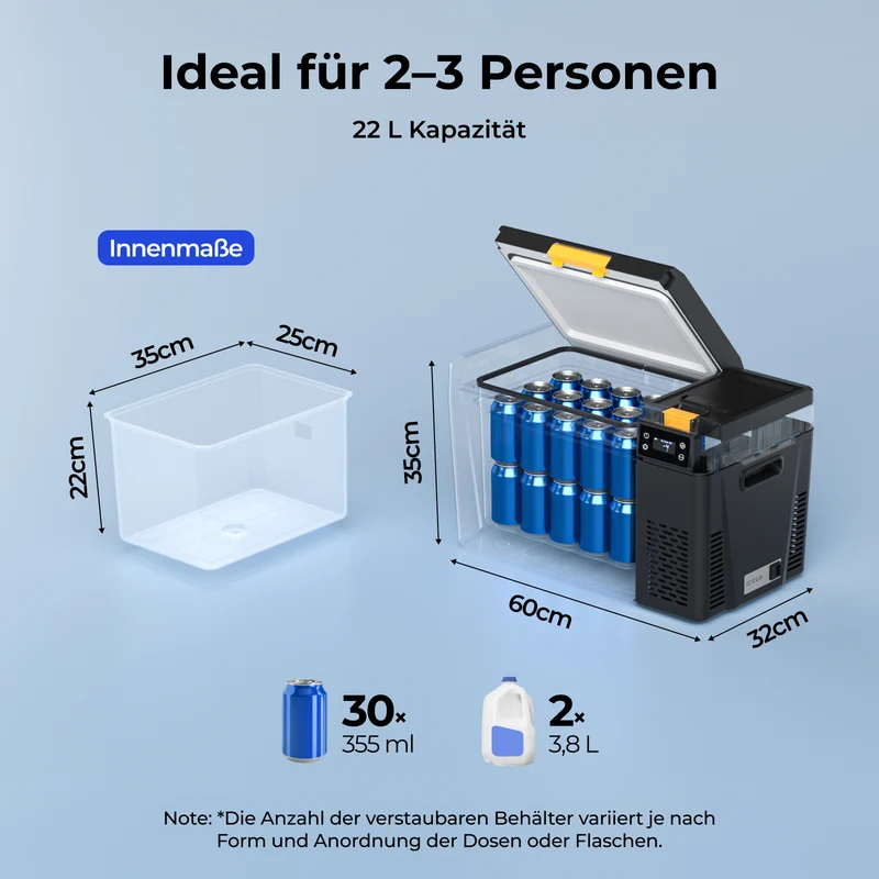 BougeRV Neuer CRX3 22 L tragbarer Kühl- und Gefrierschrank für das Auto