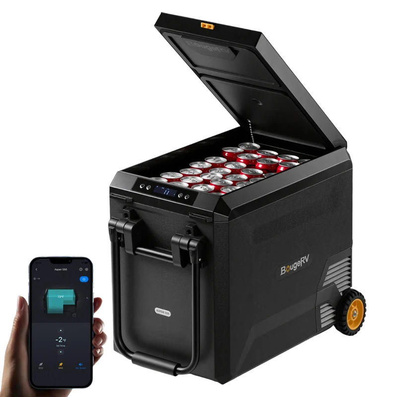 BougeRV Neuer ASPEN S50 12V 47 L tragbarer Kühlschrank (Mit Rollen)