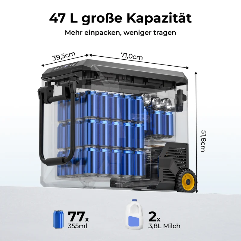 BougeRV Neuer ASPEN S50 12V 47 L tragbarer Kühlschrank (Mit Rollen)