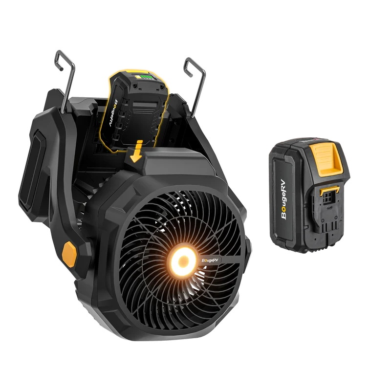 BougeRV F02 Tragbarer kabelloser Baustellen- und Außenventilator mit 144-Wh-Akku