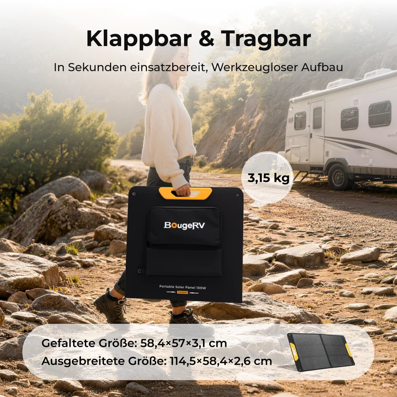 BougeRV Neues tragbares 100-W-Solarpanel