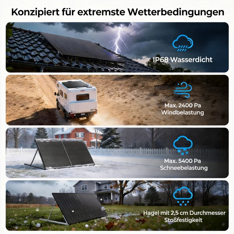 BougeRV 400 Watt 12V/24V starre bifaciale 16BB Mono-Solarplatte