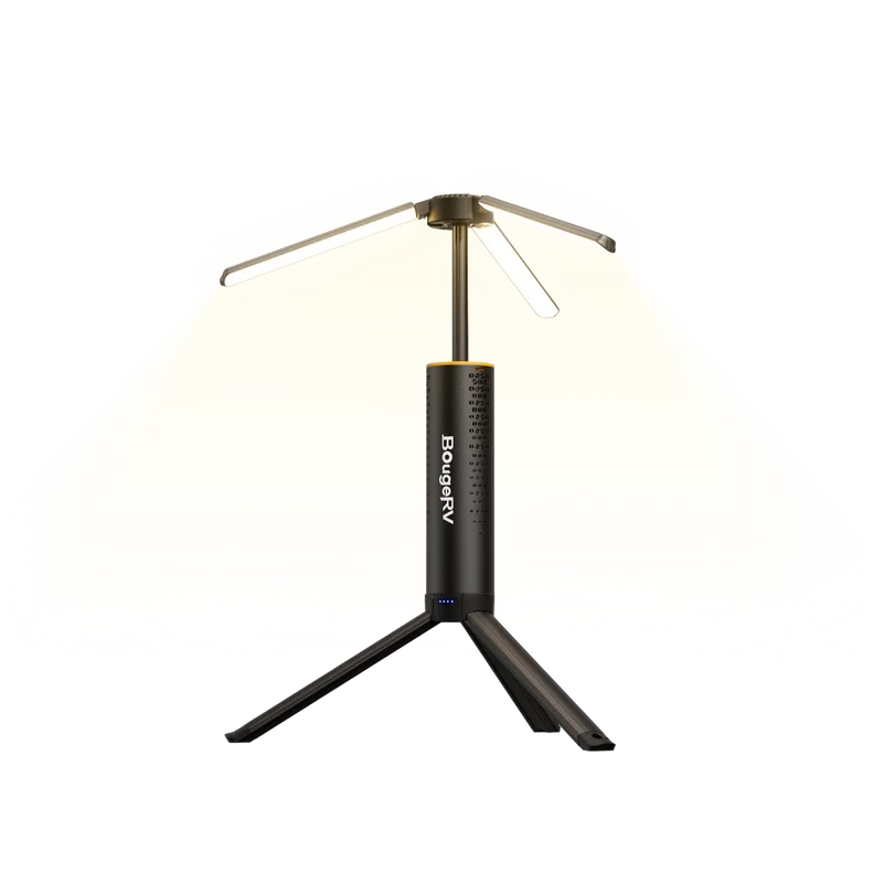 BougeRV Neue T1 tragbare teleskopische Campinglampe (Schwarz)