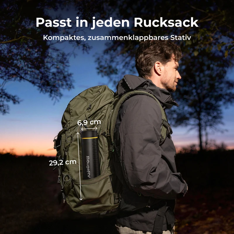BougeRV Neue T1 tragbare teleskopische Campinglampe (Schwarz)