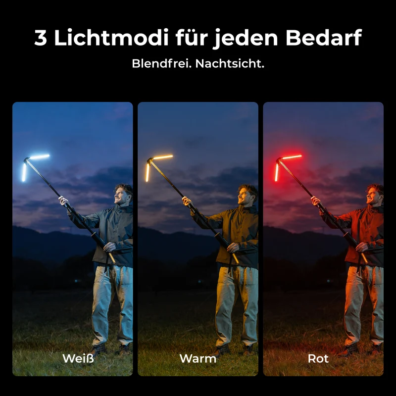 BougeRV Neue T1 tragbare teleskopische Campinglampe (Schwarz)