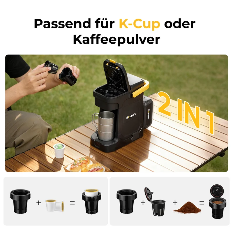 BougeRV mobile Kaffeemaschine mit 144Wh Akku