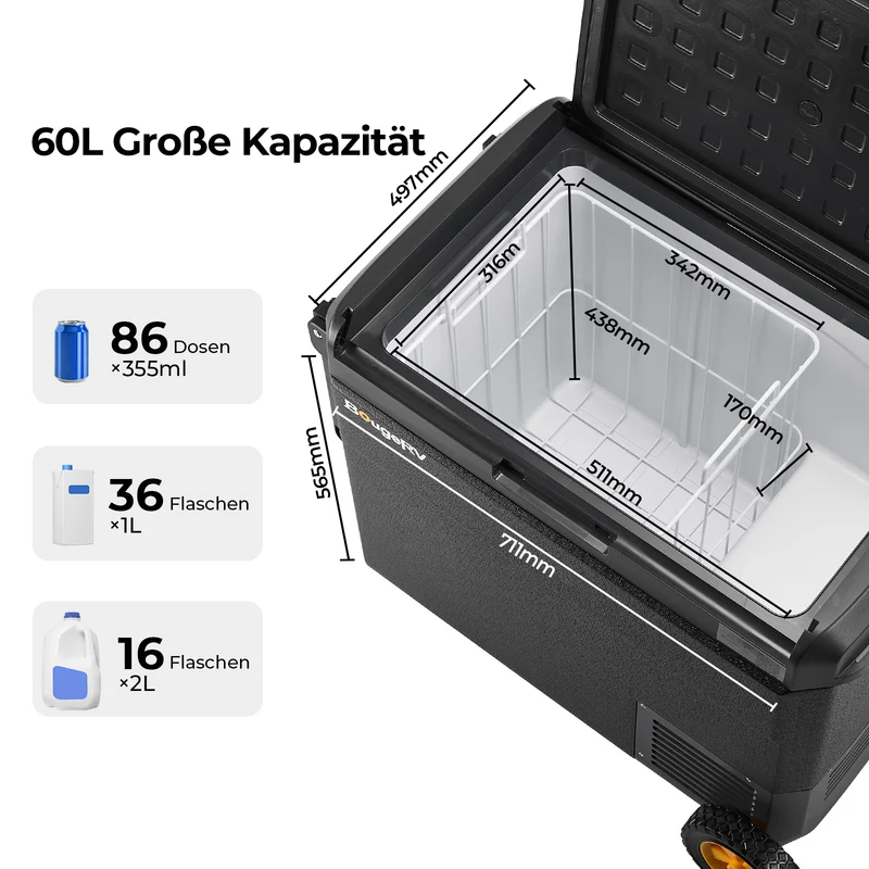 BougeRV CRS 60 L tragbarer Auto Kühlbox mit Rollen