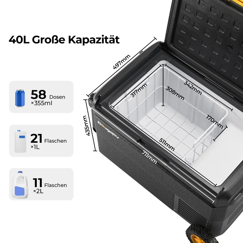 BougeRV CRS 40 L tragbarer Auto Kühlbox mit Rollen