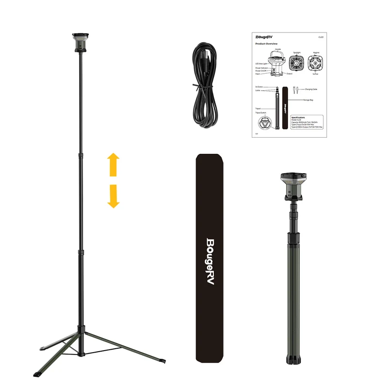 BougeRV CL03 Weitwinkel Camping Teleskopleuchte