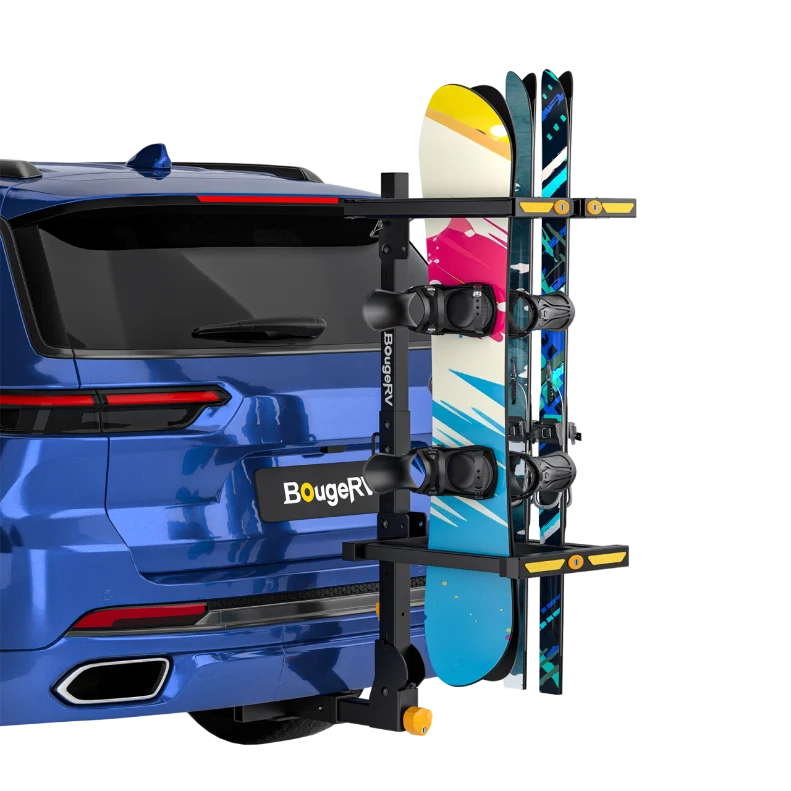BougeRV Ski- und Snowboard-Träger für Anhängerkupplung mit Diebstahlschutz