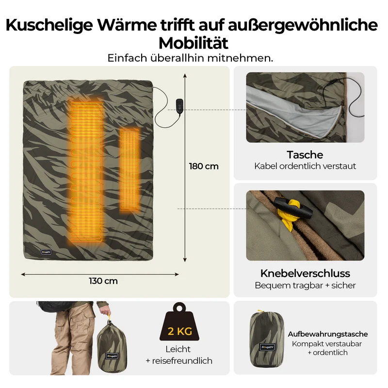 BougeRV 12V tragbare elektrische Decke (Grün)