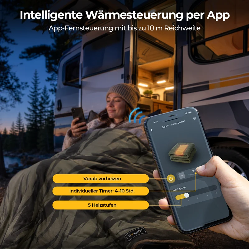 BougeRV 12V tragbare elektrische Decke (Grün)