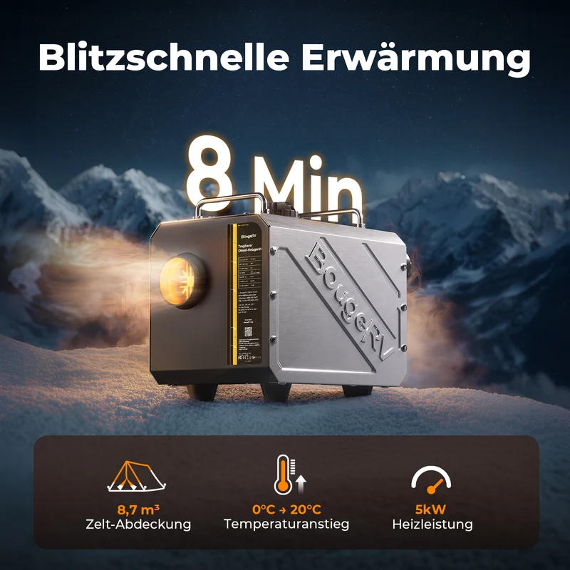 BougeRV Dieselheizung 5 kW, Tragbare Standheizung