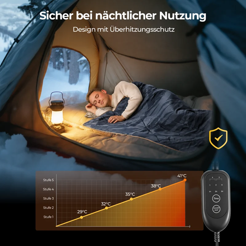 BougeRV 12V tragbare elektrische Decke (Blau)