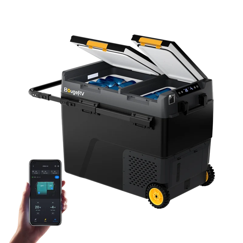 BougeRV CRD2 V2.0 57L Zwei Zonen Doppeltür Kompressor Kühlbox Auto