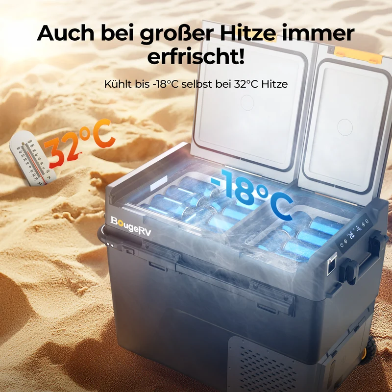 BougeRV CRD2 V2.0 57L Zwei Zonen Doppeltür Kompressor Kühlbox Auto