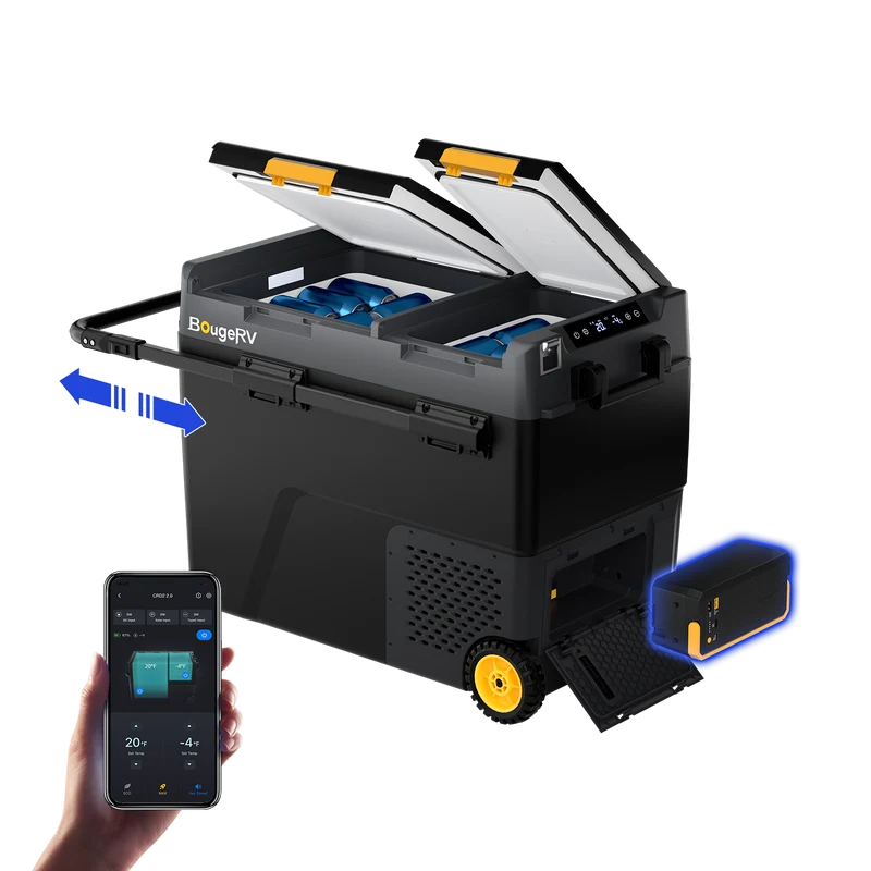 BougeRV CRD2 V2.0 57L Zwei Zonen Doppeltür Kompressor Kühlbox Auto