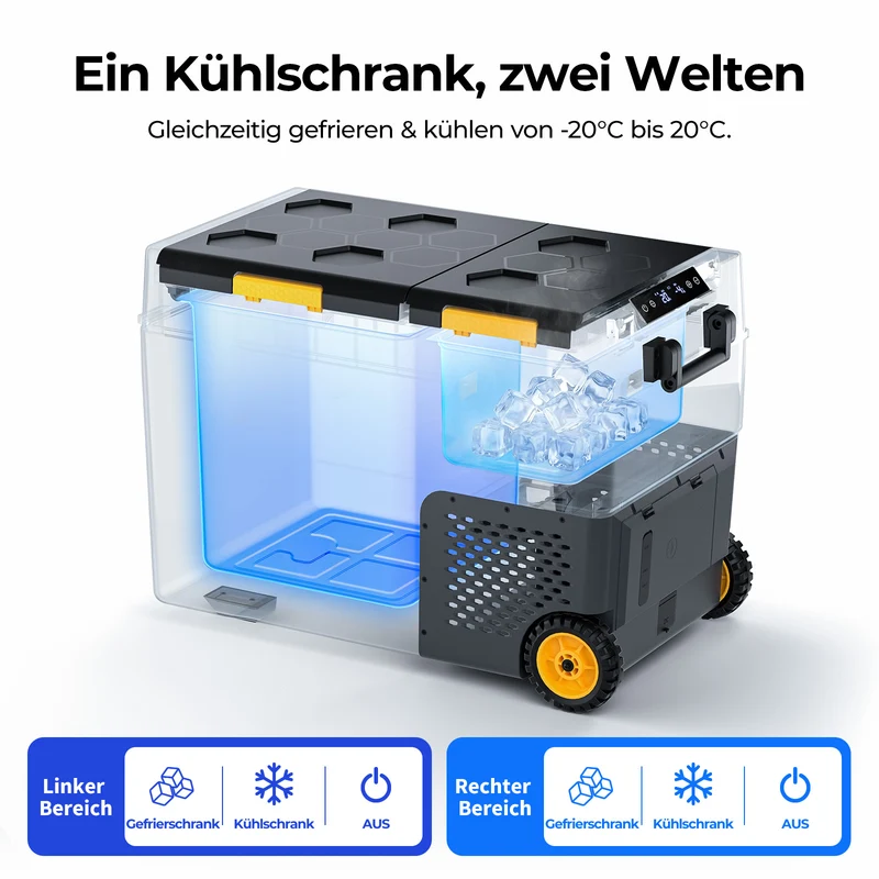 BougeRV CRD2 V2.0 49 L Zwei Zonen Doppeltür Kompressor Kühlbox Auto