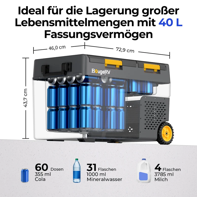 BougeRV CRD2 V2.0 40 L Zwei Zonen Doppeltür Kompressor Kühlbox Auto