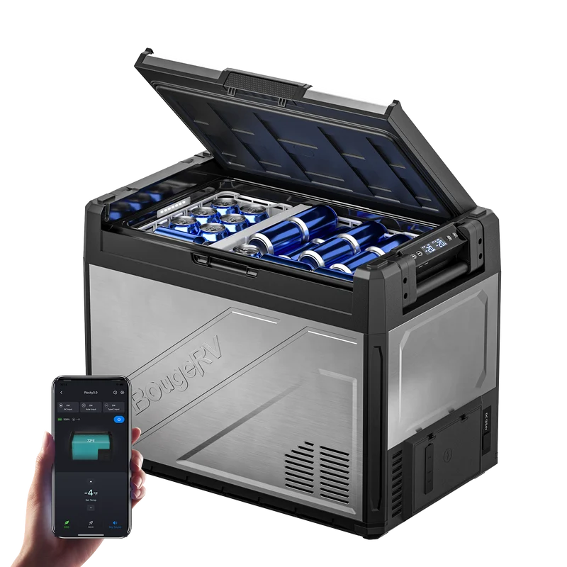 BougeRV Neu Rocky V3.0 65 L Zwei Zonen 12V Kompressor Kühlbox Auto