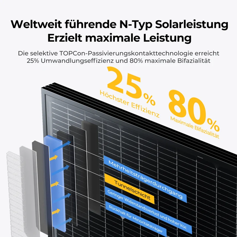 BougeRV N-Typ 12 V/24 V 200 Watt bifaziales 16BB-Solarpanel