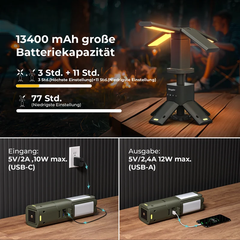 BougeRV Outdoor Tragbar Campinglampe Faltbare