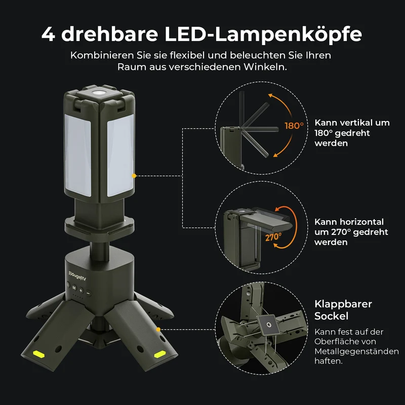BougeRV Outdoor Tragbar Campinglampe Faltbare