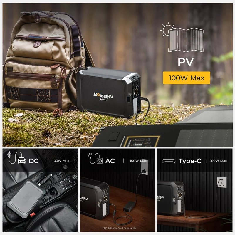 BougeRV JuiceGo 240Wh Reiner Sinus Solargenerator Tragbare Powerstation