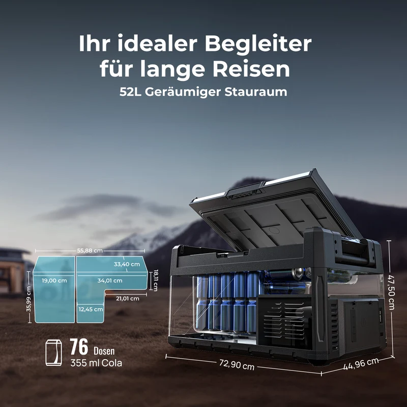 BougeRV New Rocky V3.0 52 L 12-V-Autokühlschrank mit zwei Temperaturzonen