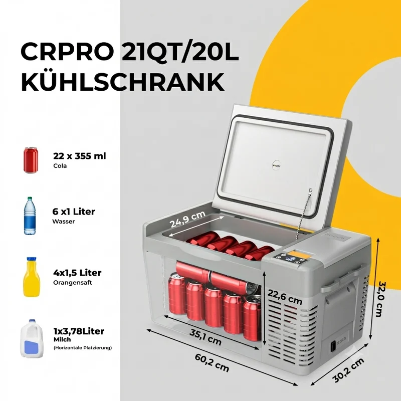 BougeRV CRPRO 20 L 12V Tragbarer Auto Kühlschrank Weiß