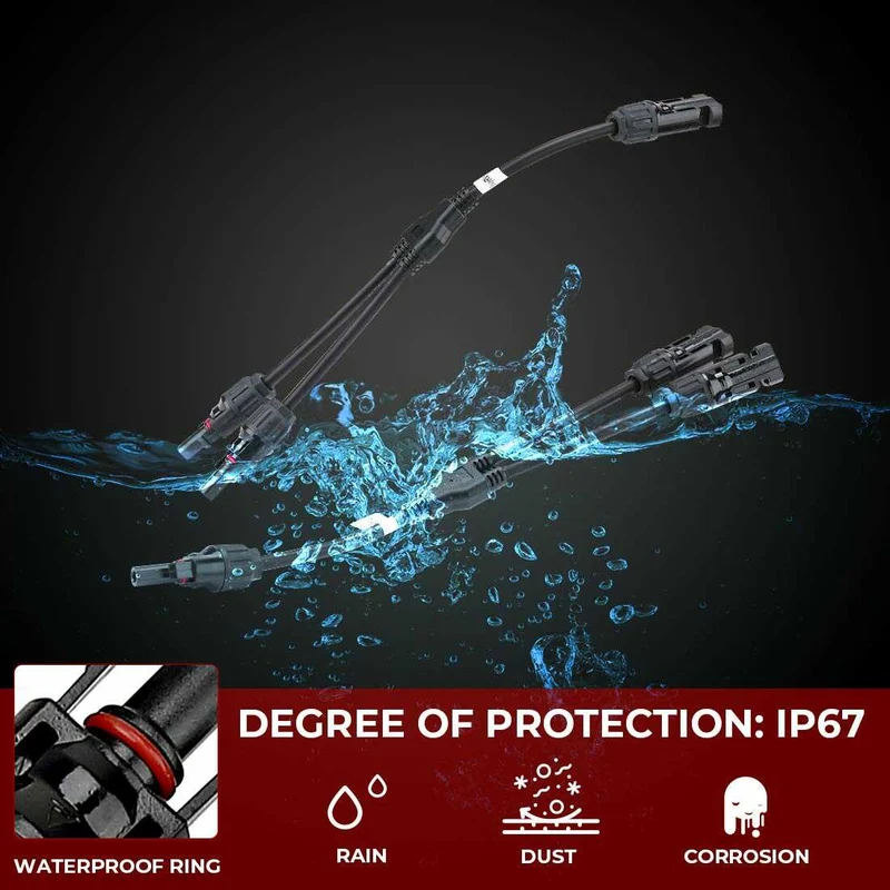 BougeRV Solar-Steckverbinder 1 Paar Solarstecker Y Verteiler（1 bis 2）Solarkabel für Solarpanel