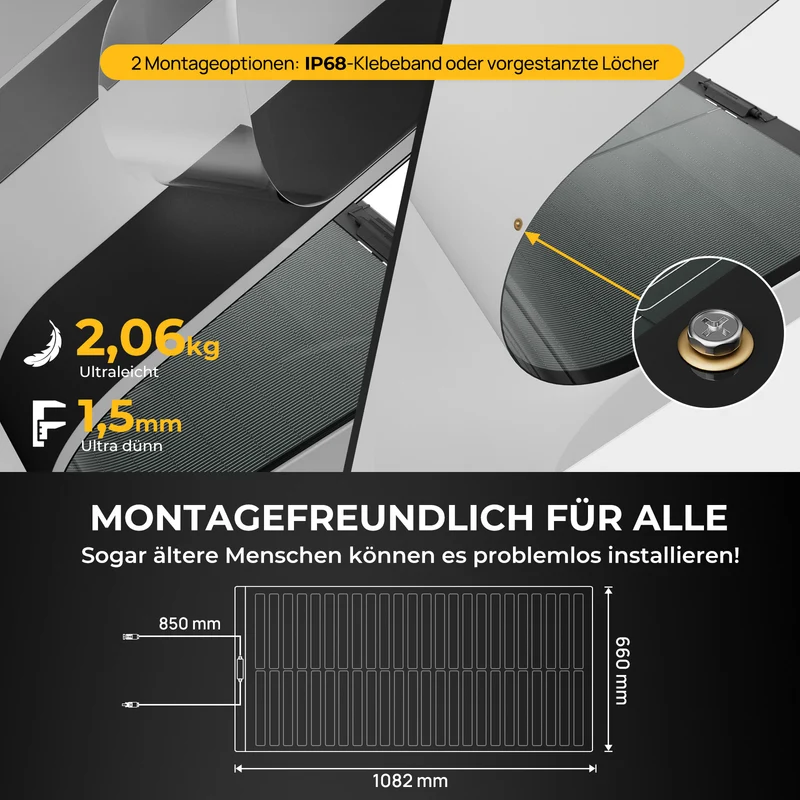 BougeRV Yuma 100W CIGS Solarpanel 360° Flexibles Solarmodule (Klebeband)
