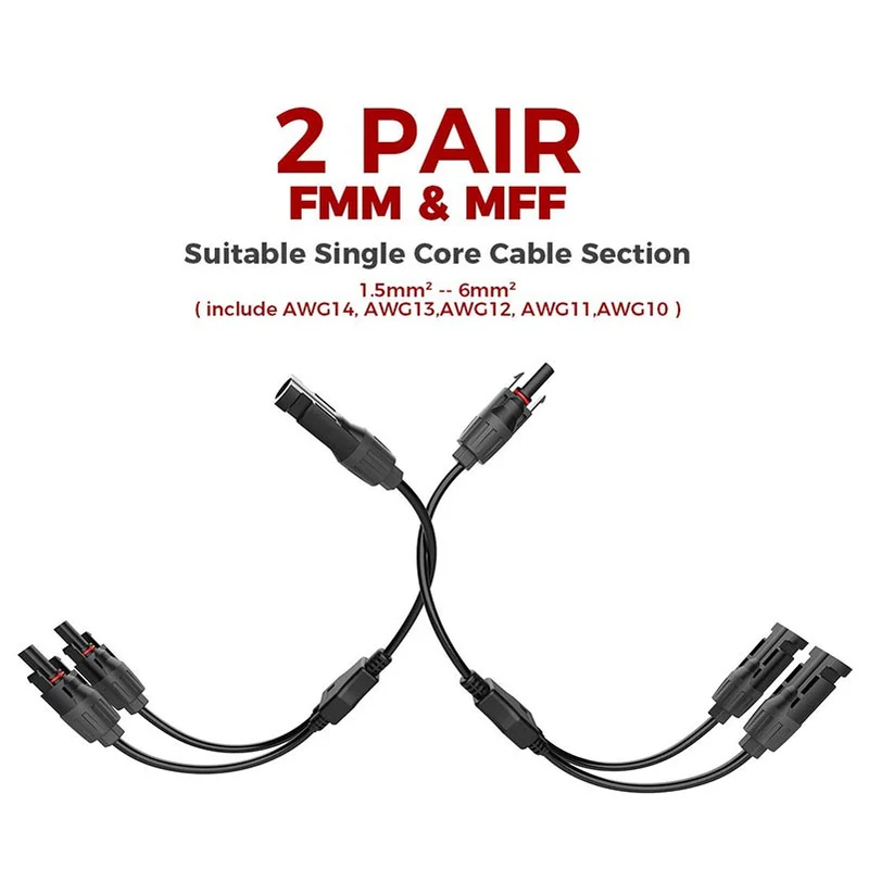 Solar-Steckverbinder 2 Paar Solarpanel Y Stecker（1 Bis 2）Solar Kabel