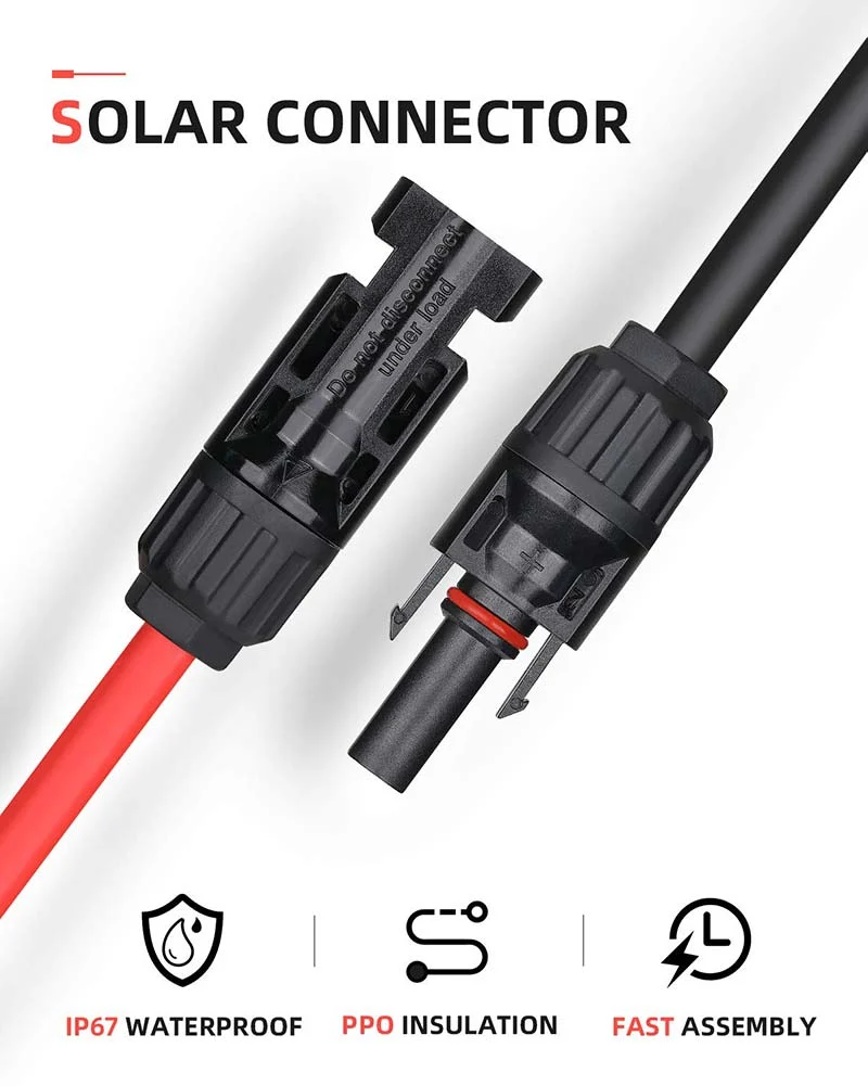 BougeRV 10AWG Solarmodule Verbindungskabel (xm Rot+xm Schwarz)