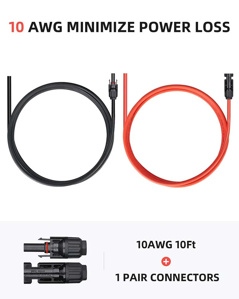 BougeRV 10AWG Solarmodule Verbindungskabel (xm Rot+xm Schwarz)